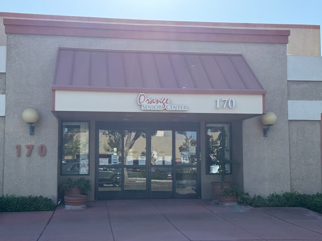 Entrance to the Orange Senior Center at 170 S. Olive St. in Orange, California.